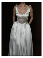 1940s Scalloped Basque Bow Gown