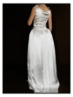 1940s Scalloped Basque Bow Gown