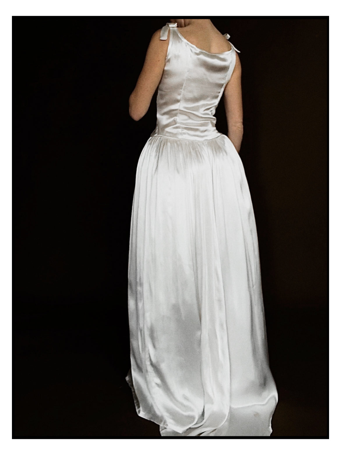 1940s Scalloped Basque Bow Gown