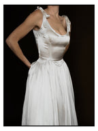 1940s Scalloped Basque Bow Gown