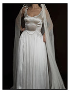 1940s Scalloped Basque Bow Gown