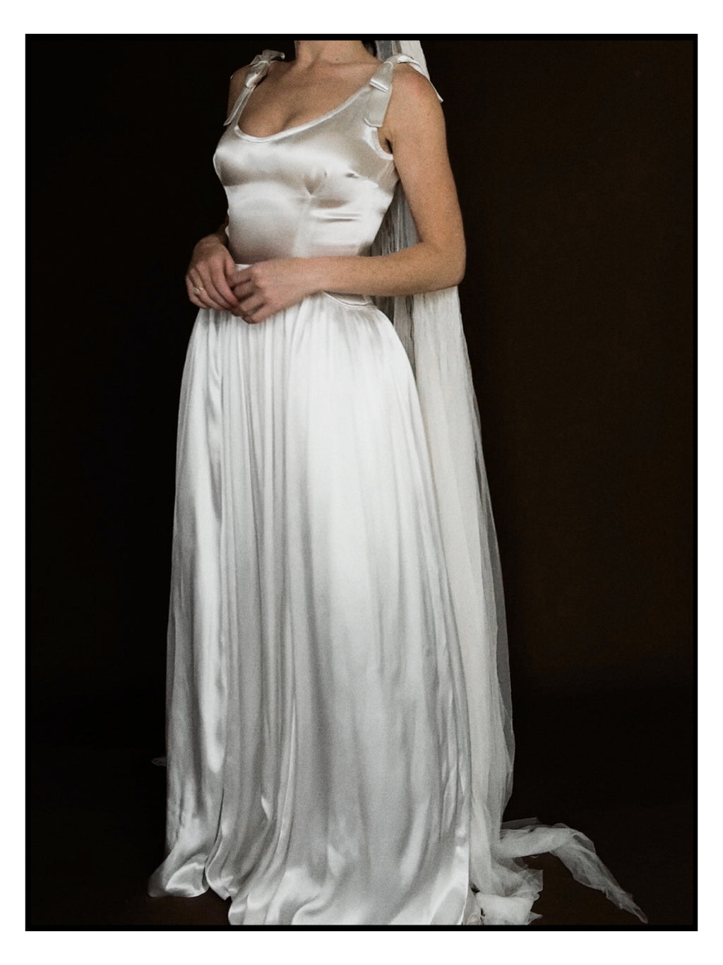 1940s Scalloped Basque Bow Gown