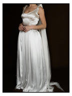 1940s Scalloped Basque Bow Gown
