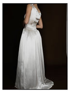 1940s Scalloped Basque Bow Gown