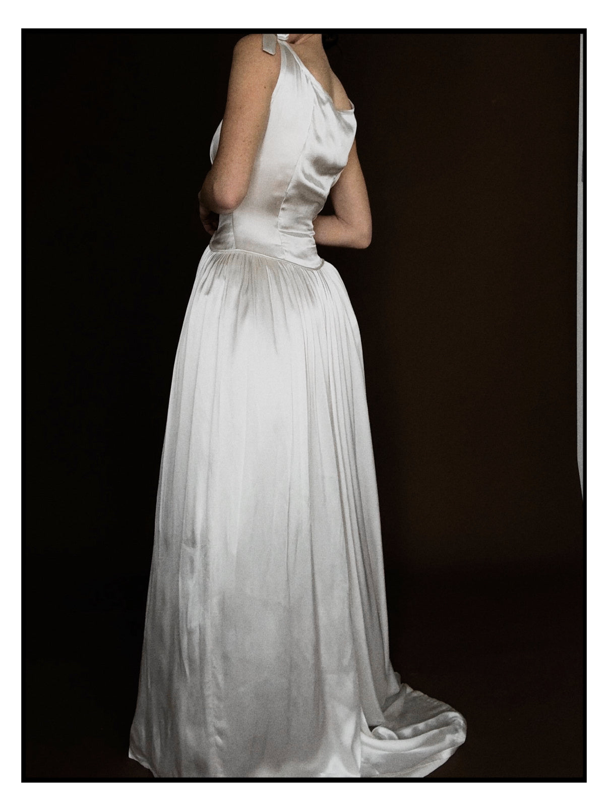 1940s Scalloped Basque Bow Gown