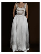 1940s Scalloped Basque Bow Gown