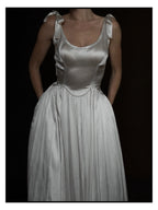 1940s Scalloped Basque Bow Gown