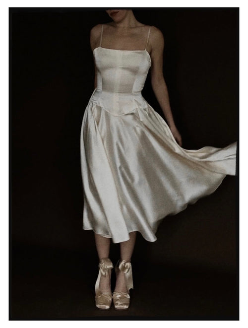 1950s Ivory Tea-Length Dress with Matching Scarf