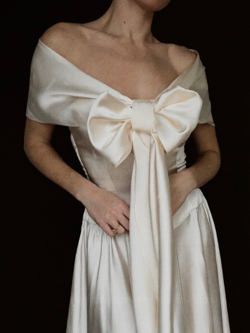 1950s Ivory Tea-Length Dress with Matching Scarf