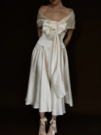 1950s Ivory Tea-Length Dress with Matching Scarf