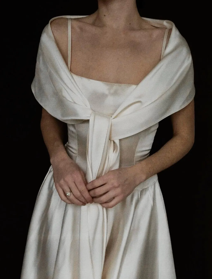 1950s Ivory Tea-Length Dress with Matching Scarf