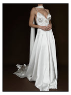 1950s Rosette Spaghetti Strap Gown
