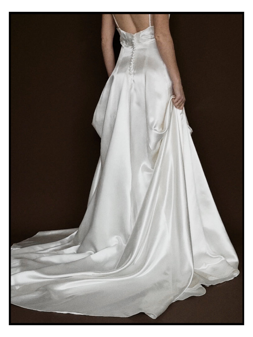 1950s Rosette Spaghetti Strap Gown