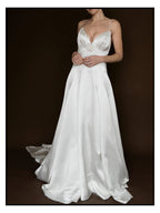 1950s Rosette Spaghetti Strap Gown