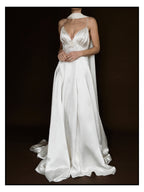 1950s Rosette Spaghetti Strap Gown