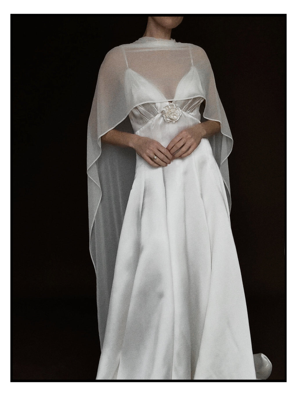 1950s Rosette Spaghetti Strap Gown