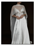 1950s Rosette Spaghetti Strap Gown