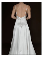 1950s Rosette Spaghetti Strap Gown
