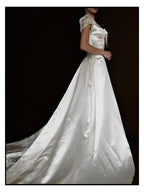 1950s Liquid Silk & Lace Bow Gown