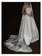 1950s Silk Taffeta Gown with Lace Train