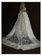 1950s Silk Taffeta Gown with Lace Train