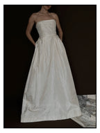 1950s Silk Taffeta Gown with Lace Train