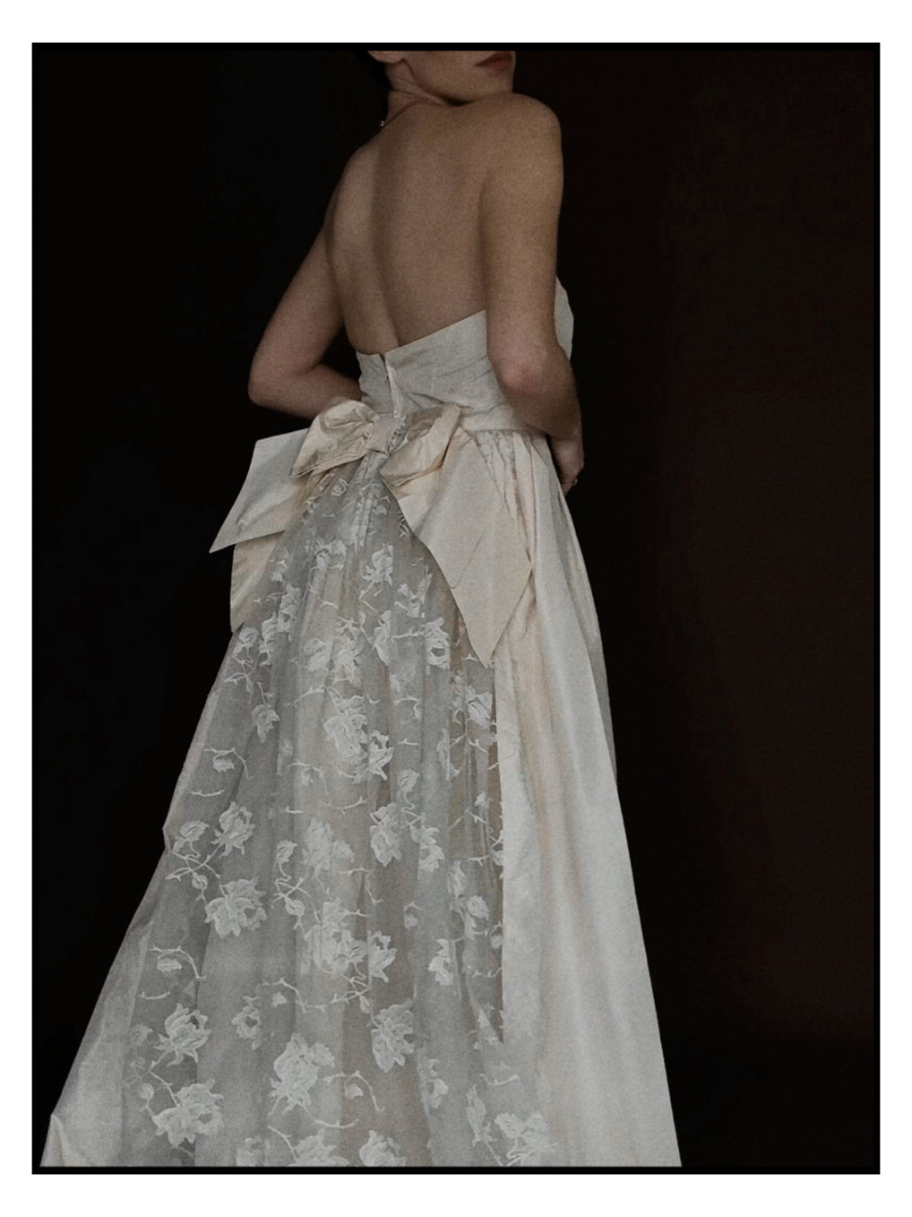 1950s Silk Taffeta Gown with Lace Train