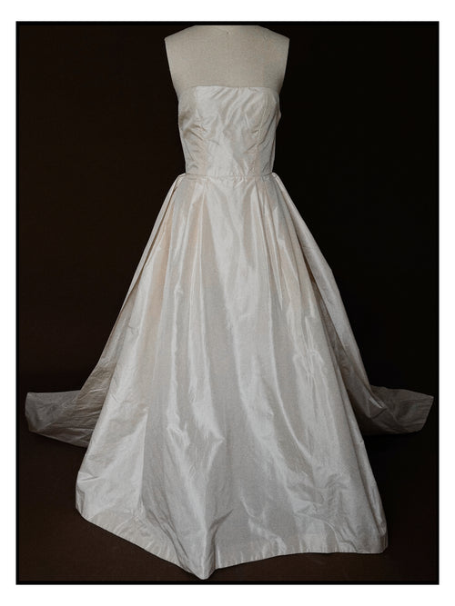 1950s Silk Taffeta Gown with Lace Train