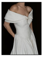 1980s Silk Off-The-Shoulder Bow Gown