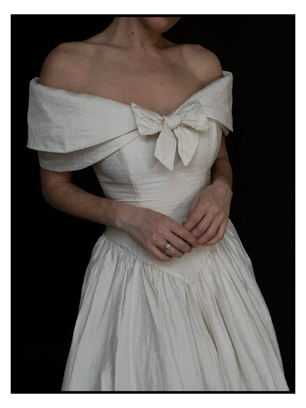 1980s Silk Off-The-Shoulder Bow Gown