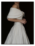 1980s Silk Off-The-Shoulder Bow Gown