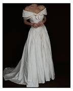 1980s Silk Off-The-Shoulder Bow Gown