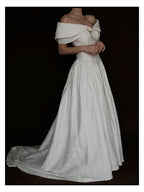 1980s Silk Off-The-Shoulder Bow Gown