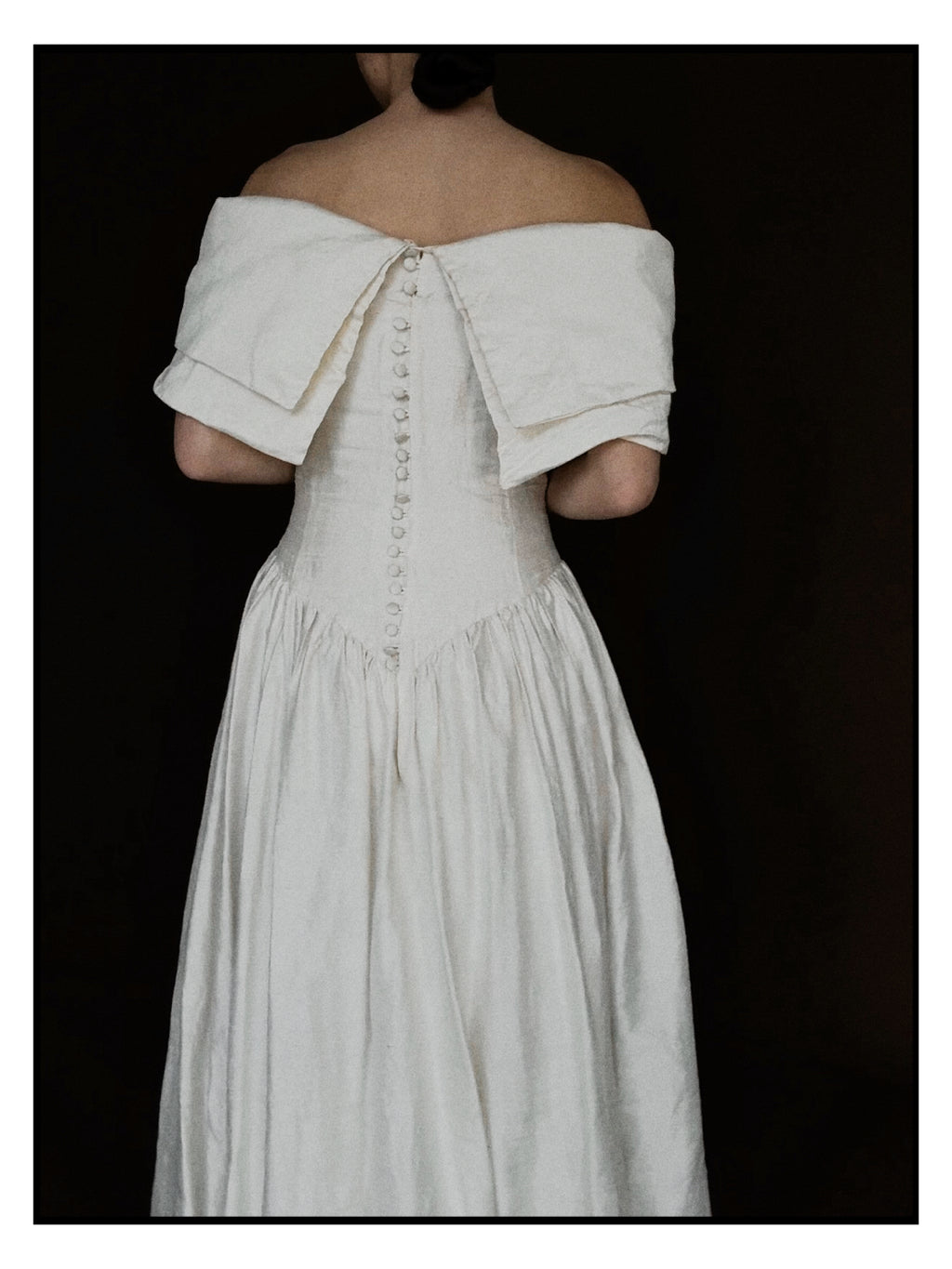 1980s Silk Off-The-Shoulder Bow Gown