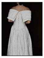 1980s Silk Off-The-Shoulder Bow Gown