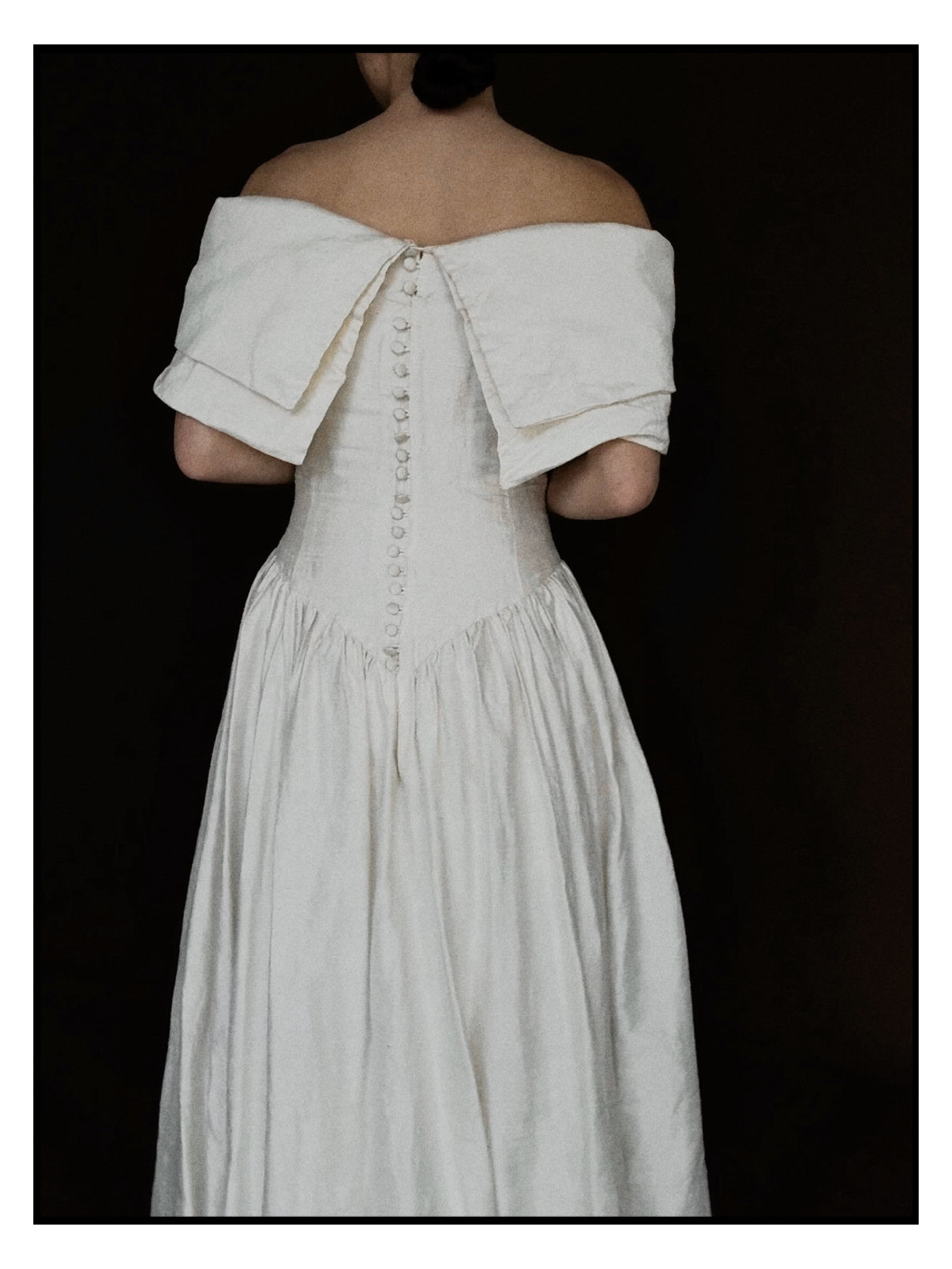 1980s Silk Off-The-Shoulder Bow Gown