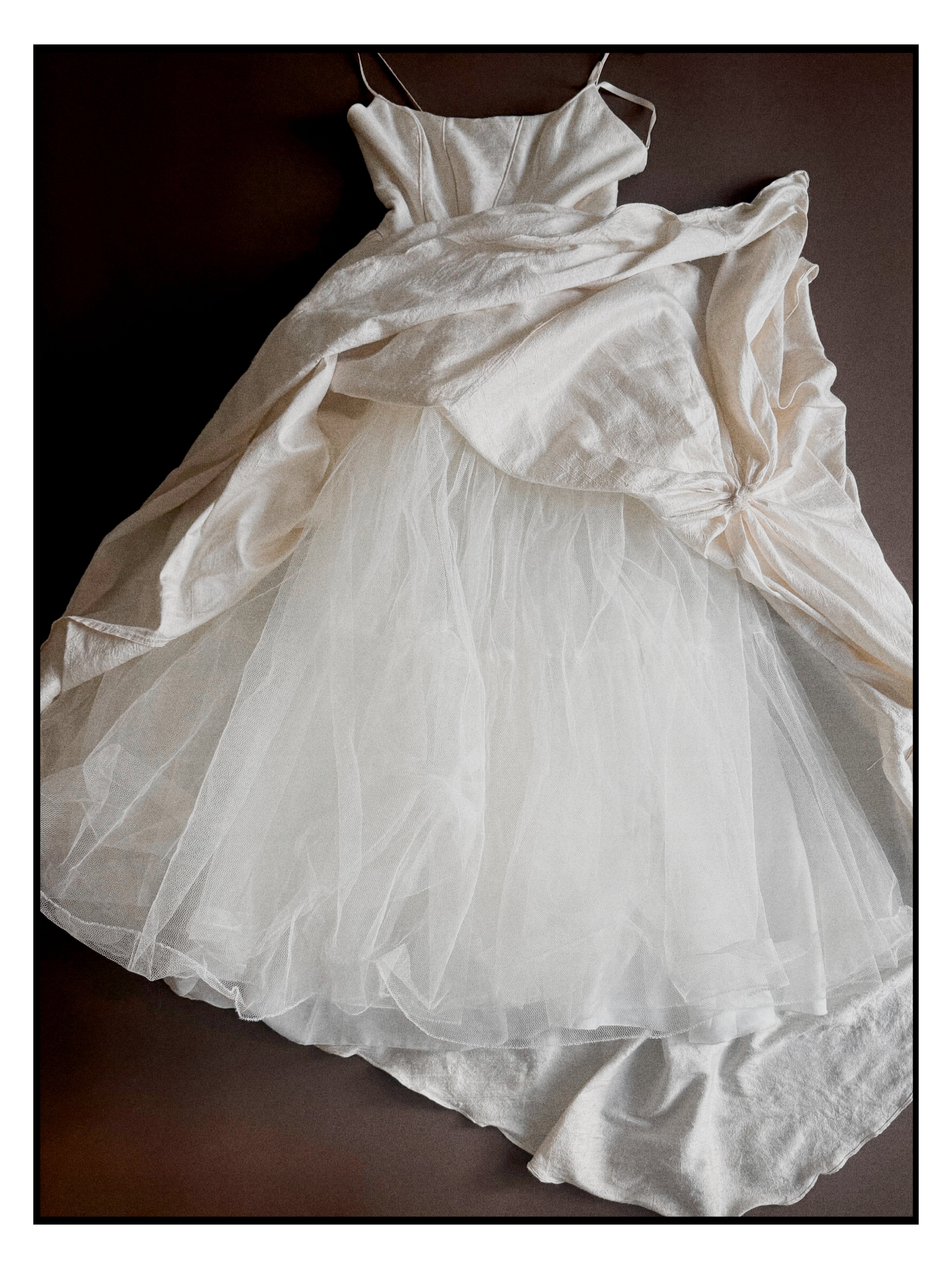 1980s Ballet Gathered Raw Silk Gown