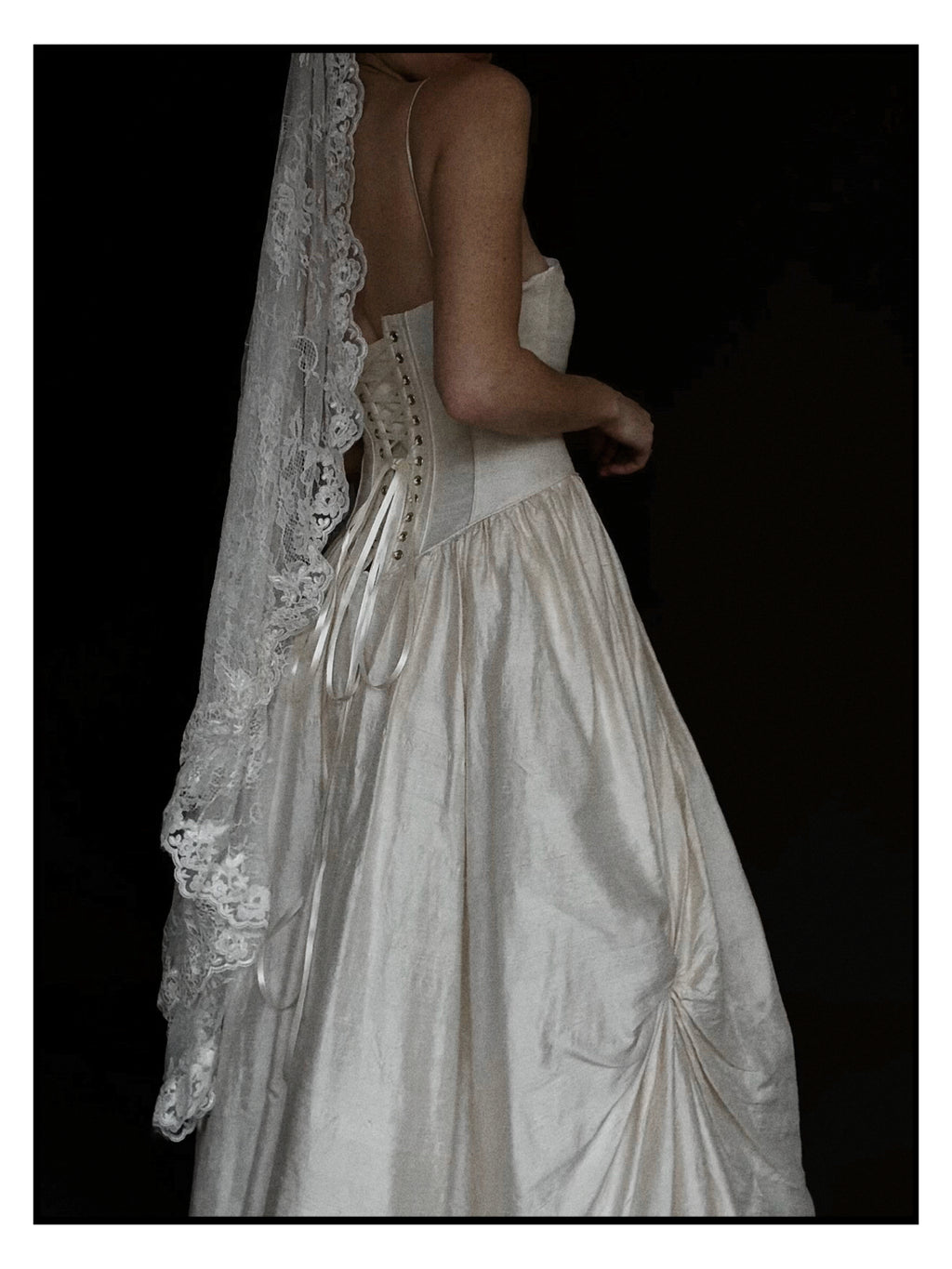 1980s Ballet Gathered Raw Silk Gown