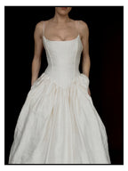 1980s Ballet Gathered Raw Silk Gown