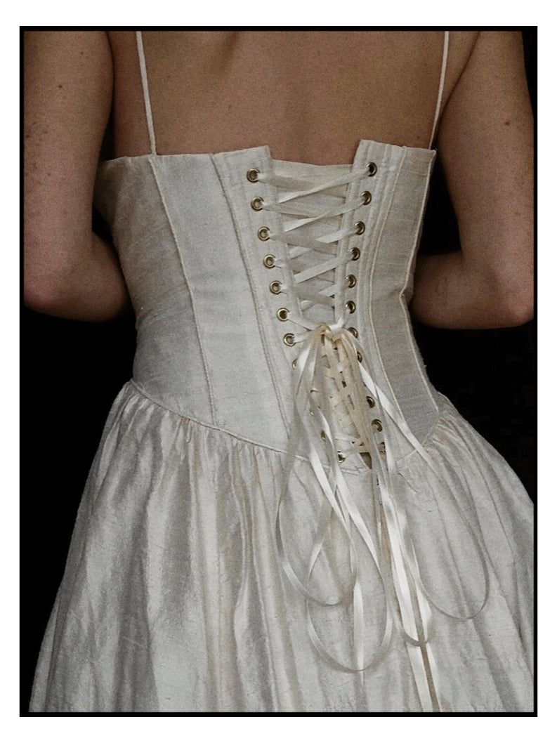 1980s Ballet Gathered Raw Silk Gown