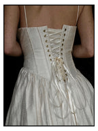 1980s Ballet Gathered Raw Silk Gown