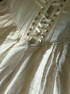 1980s Ballet Gathered Raw Silk Gown