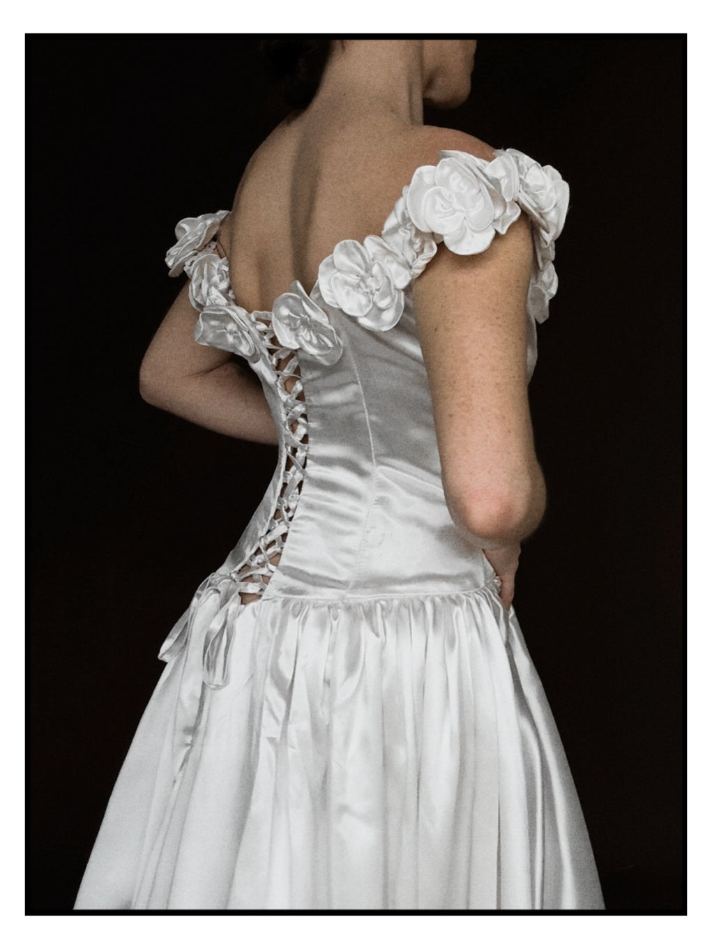 1950s Off-The-Shoulder Rosette Gown