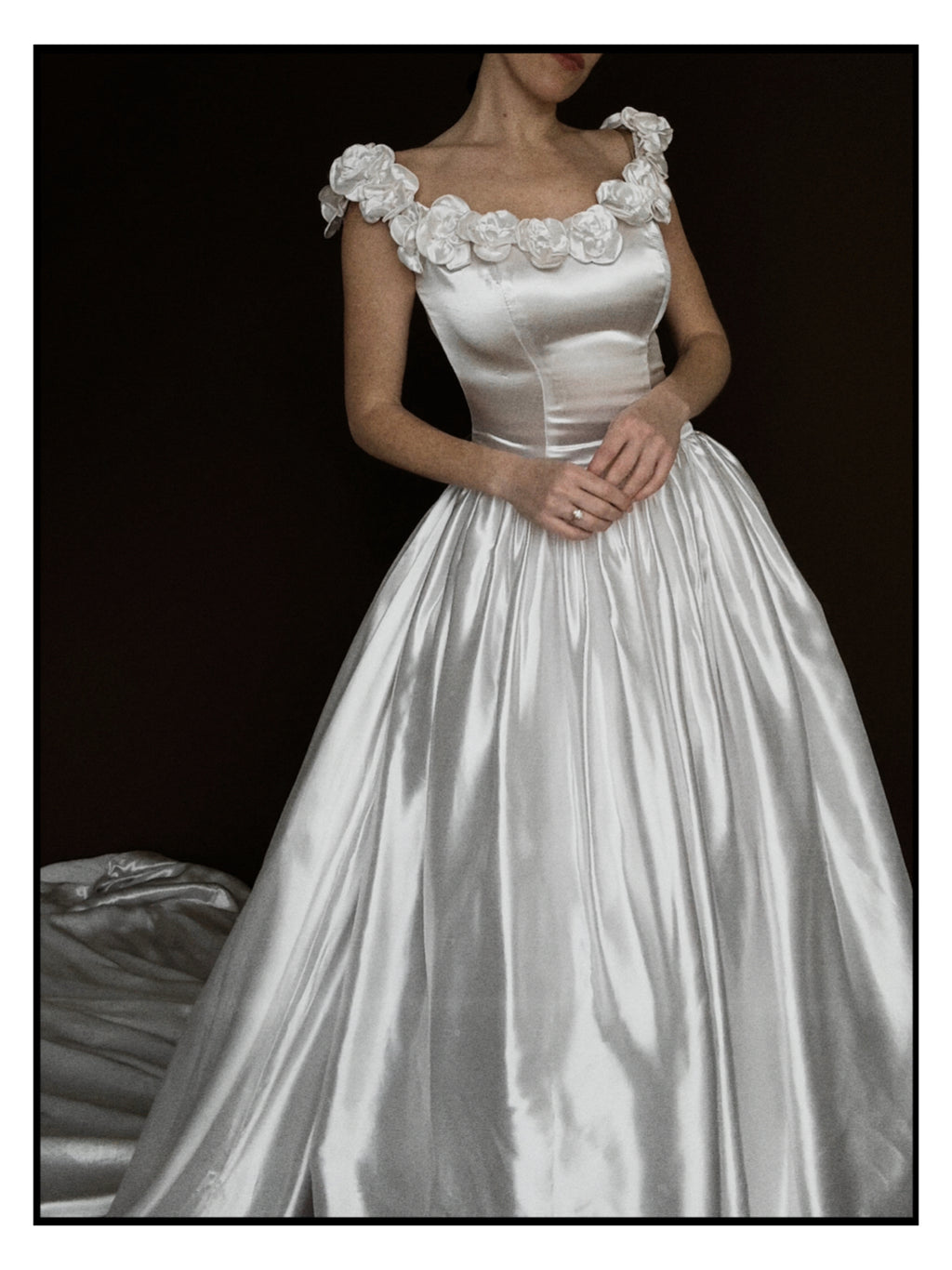 1950s Off-The-Shoulder Rosette Gown
