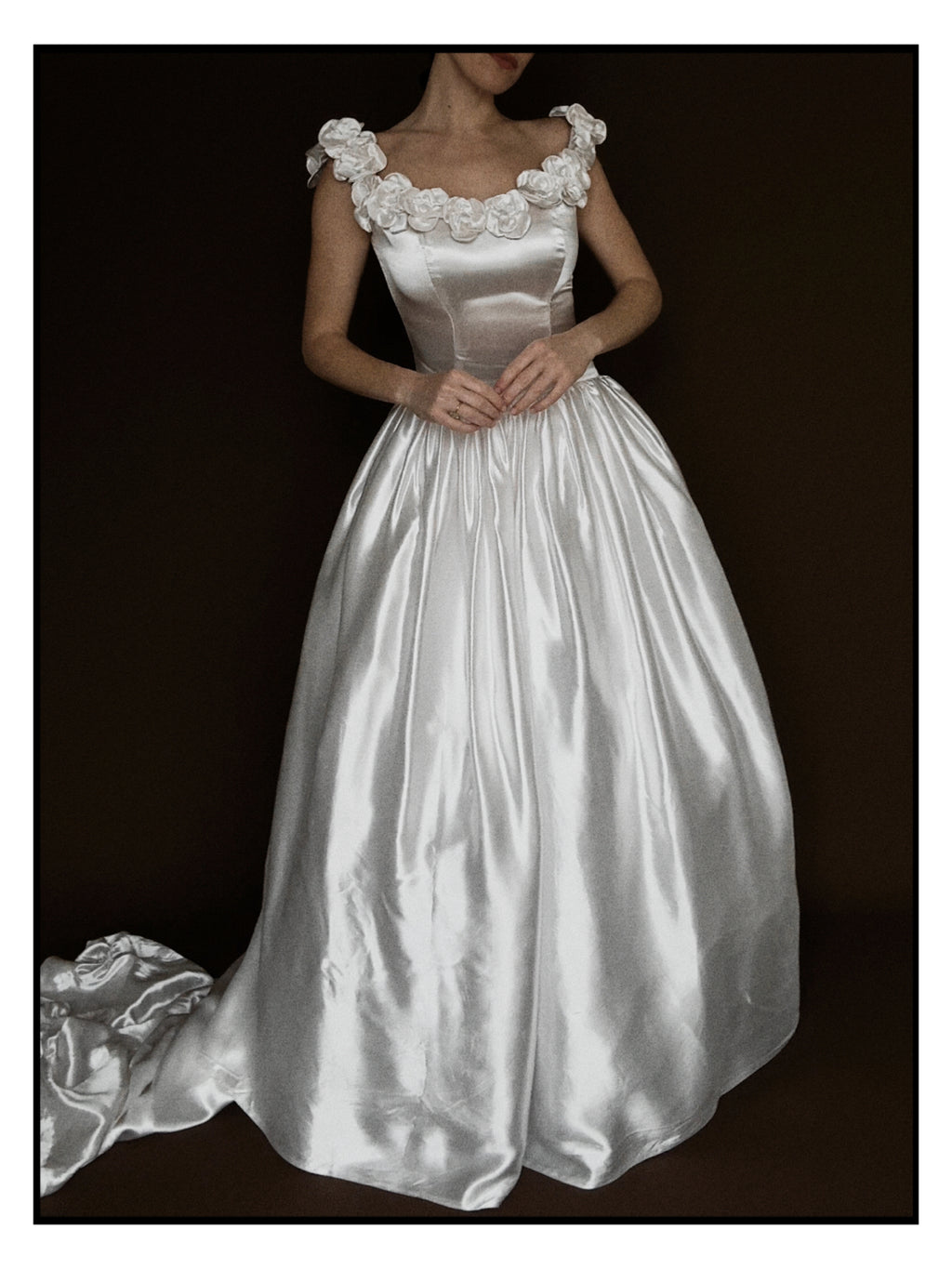 1950s Off-The-Shoulder Rosette Gown