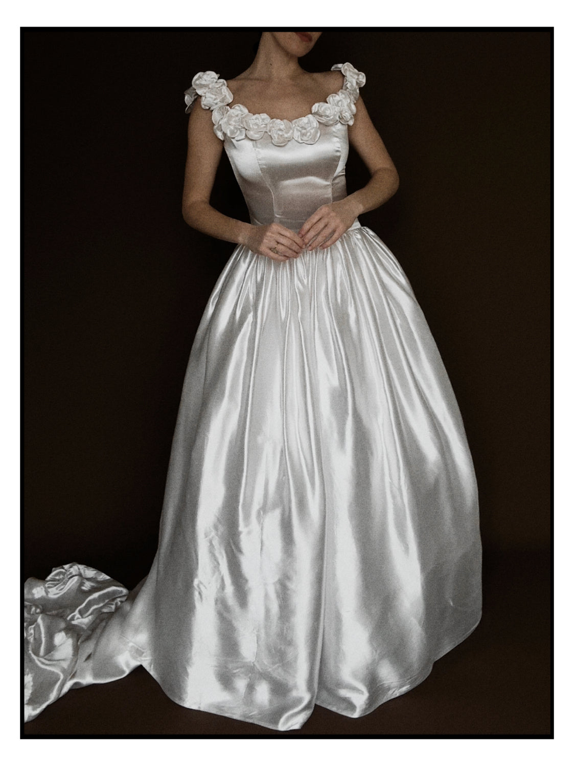 1950s Off-The-Shoulder Rosette Gown