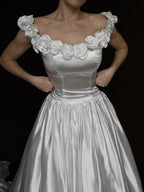 1950s Off-The-Shoulder Rosette Gown