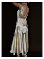 1920s Slipper Satin Tea-Length Dress