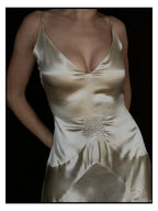 1920s Slipper Satin Tea-Length Dress