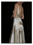 1920s Slipper Satin Tea-Length Dress